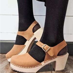 Lotta From Stockholm Green Mules with Wooden Sole